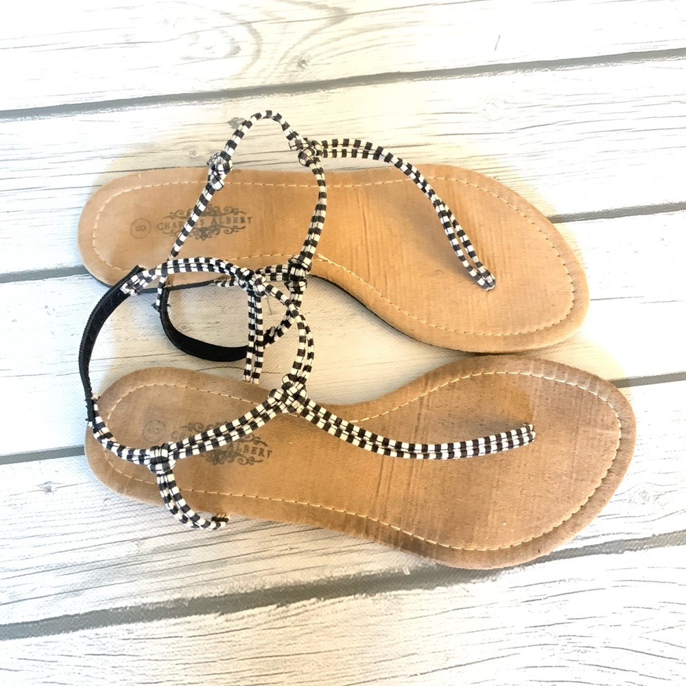 Delia’s striped t-strap sandals-8 - Picture 2 of 2